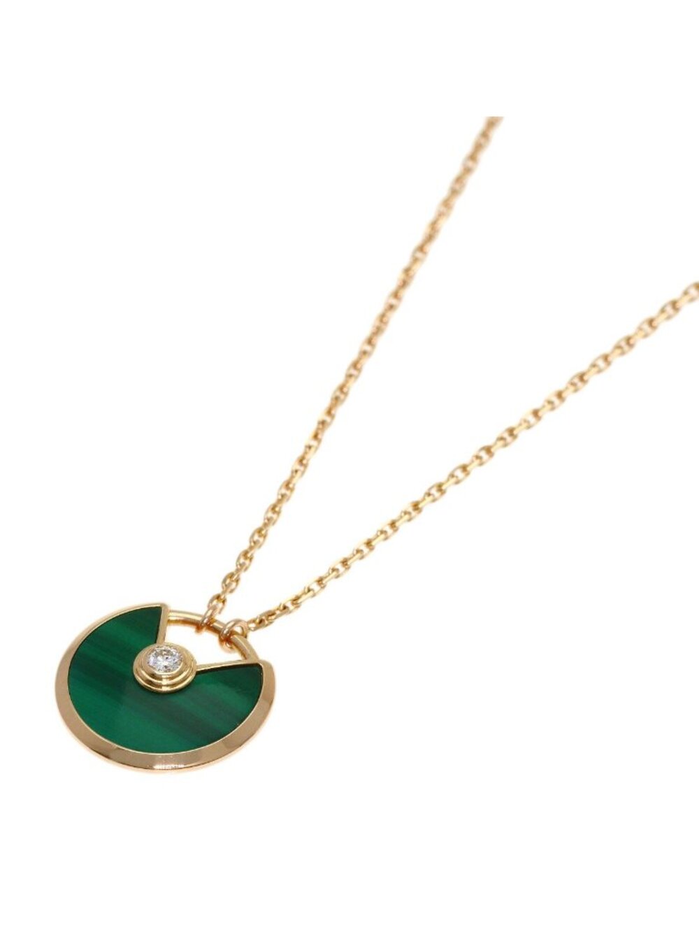 Cartier Amulette Malachite Diamond Necklace 18k Pink Gold